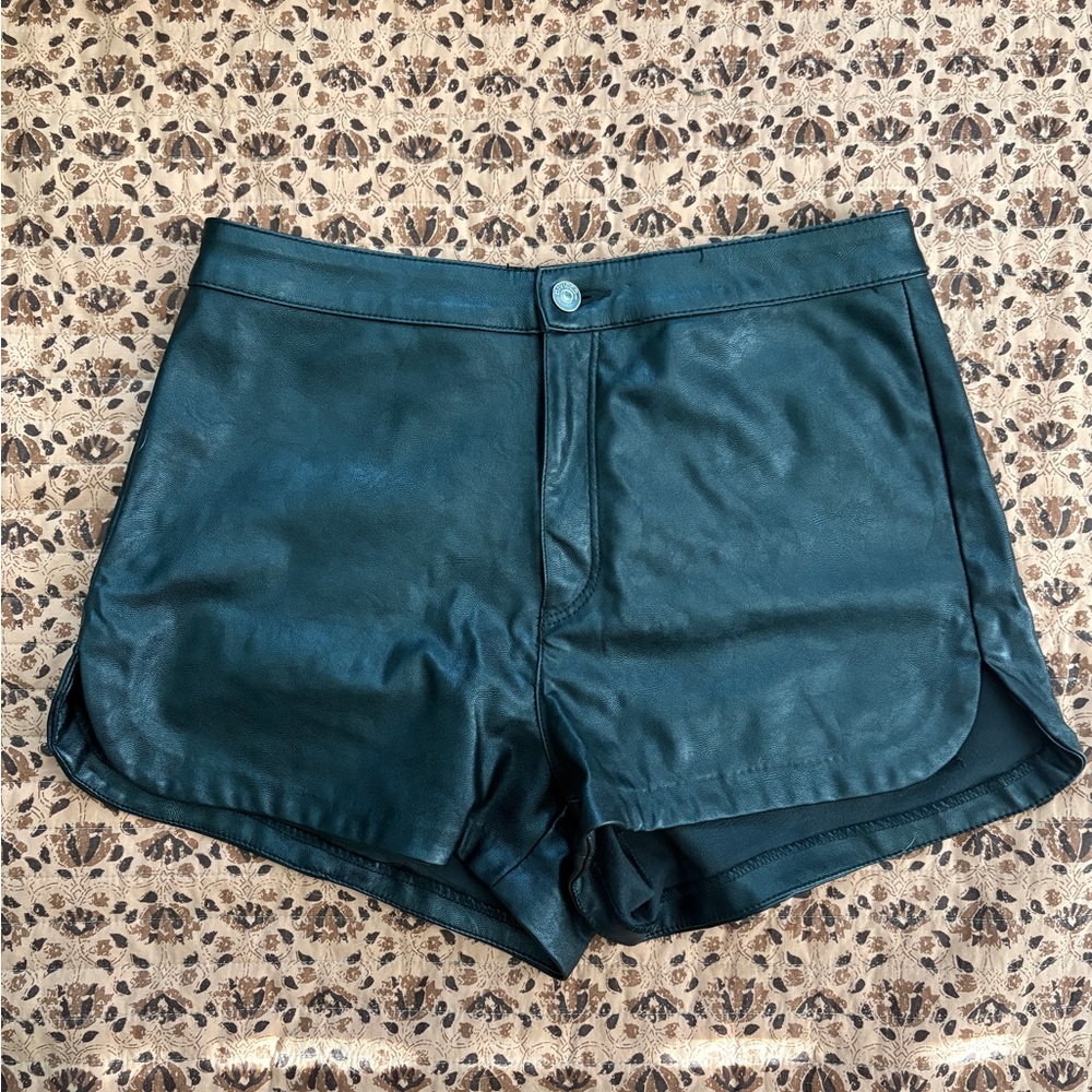 H&M Black Faux Leather Shorts